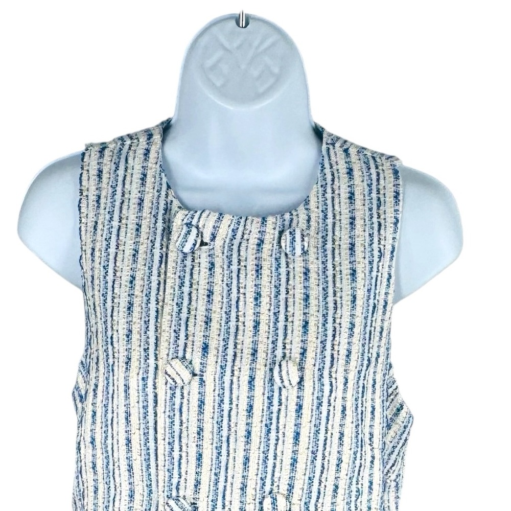 Tuckernuck NEW Ethereal Tweed Bianca Sleeveless Blue Stripe Mini Dress Size S - Picture 6 of 12